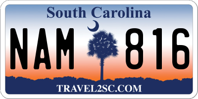 SC license plate NAM816