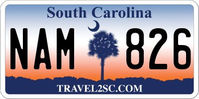 SC license plate NAM826