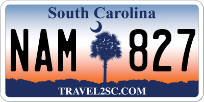 SC license plate NAM827