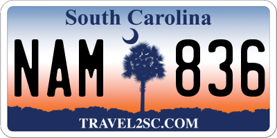 SC license plate NAM836