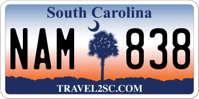 SC license plate NAM838