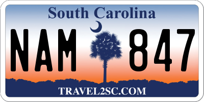 SC license plate NAM847