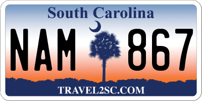 SC license plate NAM867