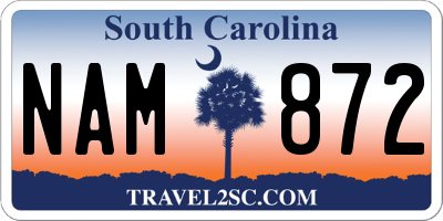 SC license plate NAM872