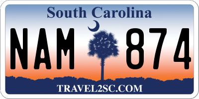 SC license plate NAM874