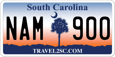 SC license plate NAM900