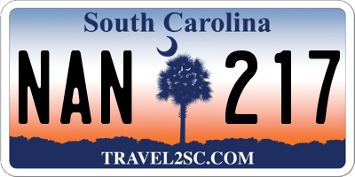 SC license plate NAN217