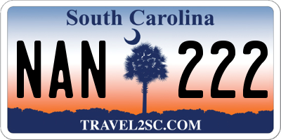 SC license plate NAN222
