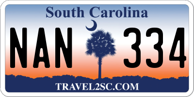 SC license plate NAN334