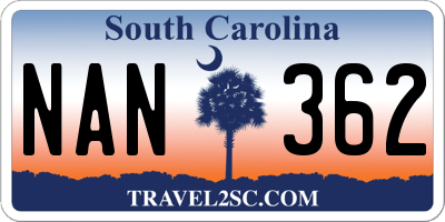SC license plate NAN362