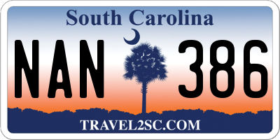 SC license plate NAN386