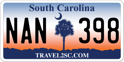 SC license plate NAN398