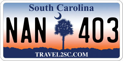 SC license plate NAN403