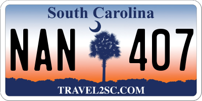 SC license plate NAN407