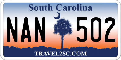 SC license plate NAN502