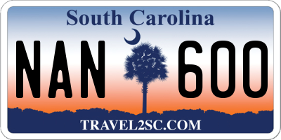 SC license plate NAN600