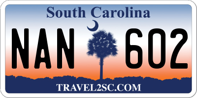 SC license plate NAN602
