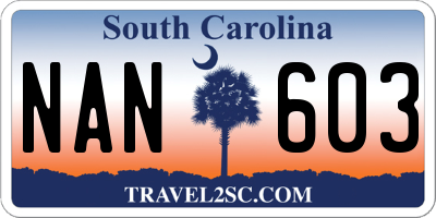 SC license plate NAN603