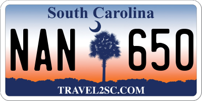 SC license plate NAN650