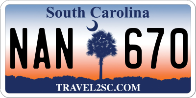 SC license plate NAN670