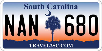 SC license plate NAN680