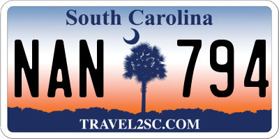 SC license plate NAN794