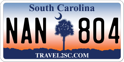 SC license plate NAN804