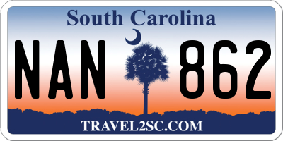 SC license plate NAN862