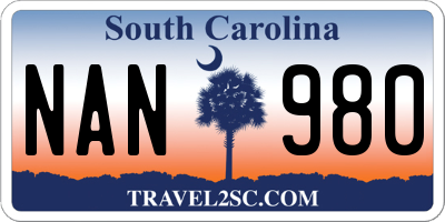 SC license plate NAN980