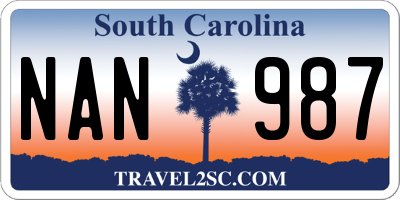 SC license plate NAN987