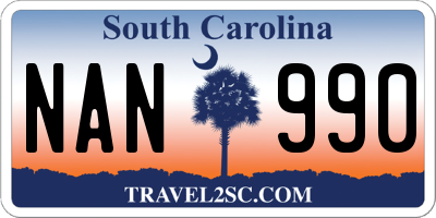 SC license plate NAN990