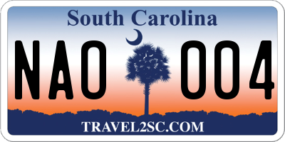 SC license plate NAO004
