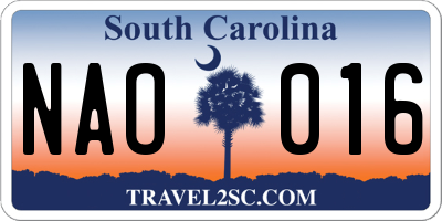 SC license plate NAO016