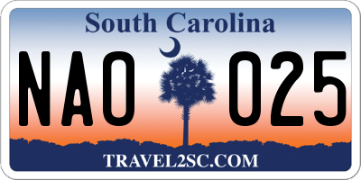 SC license plate NAO025
