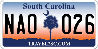 SC license plate NAO026