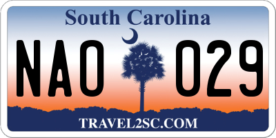 SC license plate NAO029