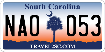 SC license plate NAO053