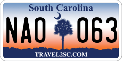 SC license plate NAO063
