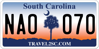 SC license plate NAO070
