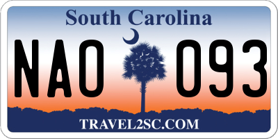 SC license plate NAO093