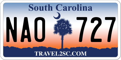 SC license plate NAO727