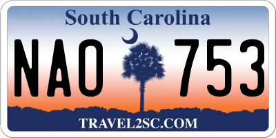 SC license plate NAO753