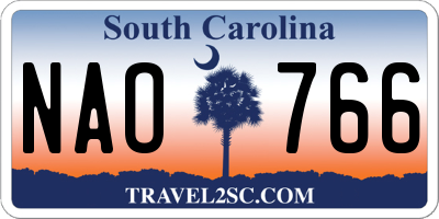 SC license plate NAO766