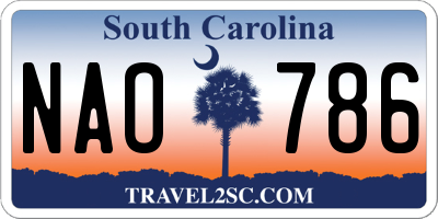 SC license plate NAO786