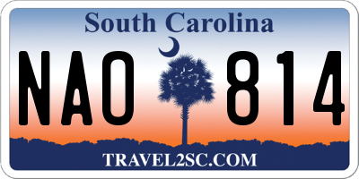 SC license plate NAO814