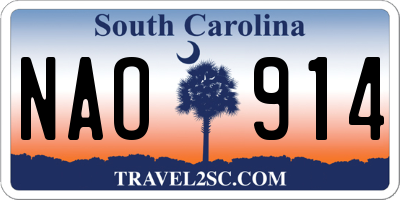 SC license plate NAO914