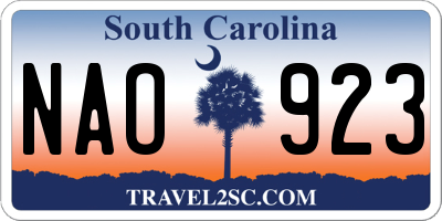 SC license plate NAO923