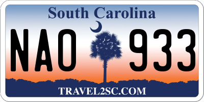 SC license plate NAO933