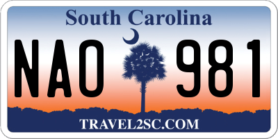 SC license plate NAO981