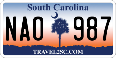 SC license plate NAO987